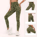 Damen Fitness Camouflage Yogahose Hohe Taille Nahtlose Leggings Po-Lift Strumpfhose Gym Sport Kleidung