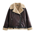 Veste en fourrure et cuir pour femme