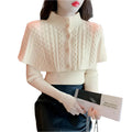 Damen-Strickpullover mit halbem Rollkragen im Western-Stil