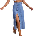 Jupe en jean taille haute fendue irrégulière pour femme