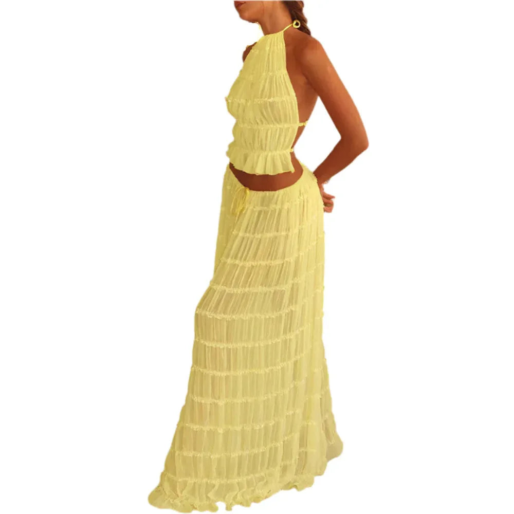 Ensemble 2 pièces robe longue et débardeur dos nu pour femme
