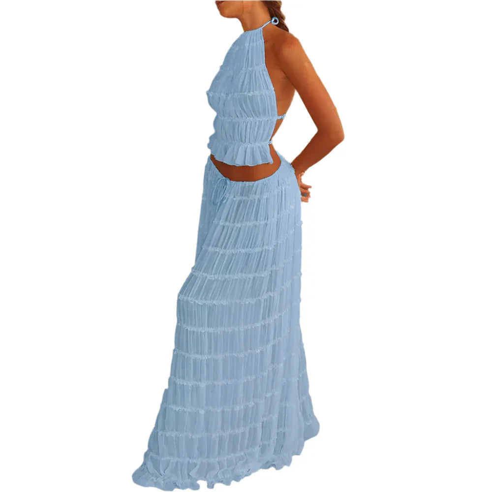 Ensemble 2 pièces robe longue et débardeur dos nu pour femme
