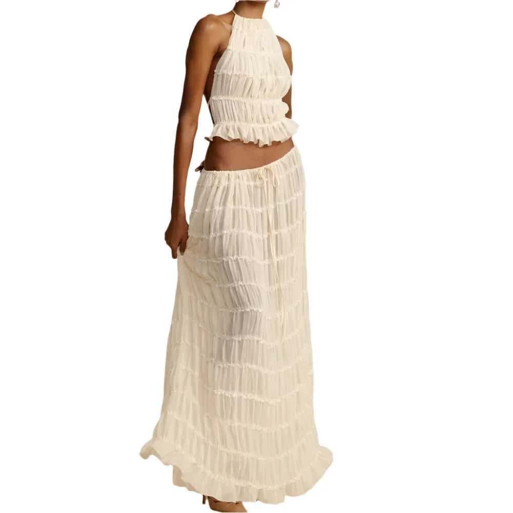 Ensemble 2 pièces robe longue et débardeur dos nu pour femme