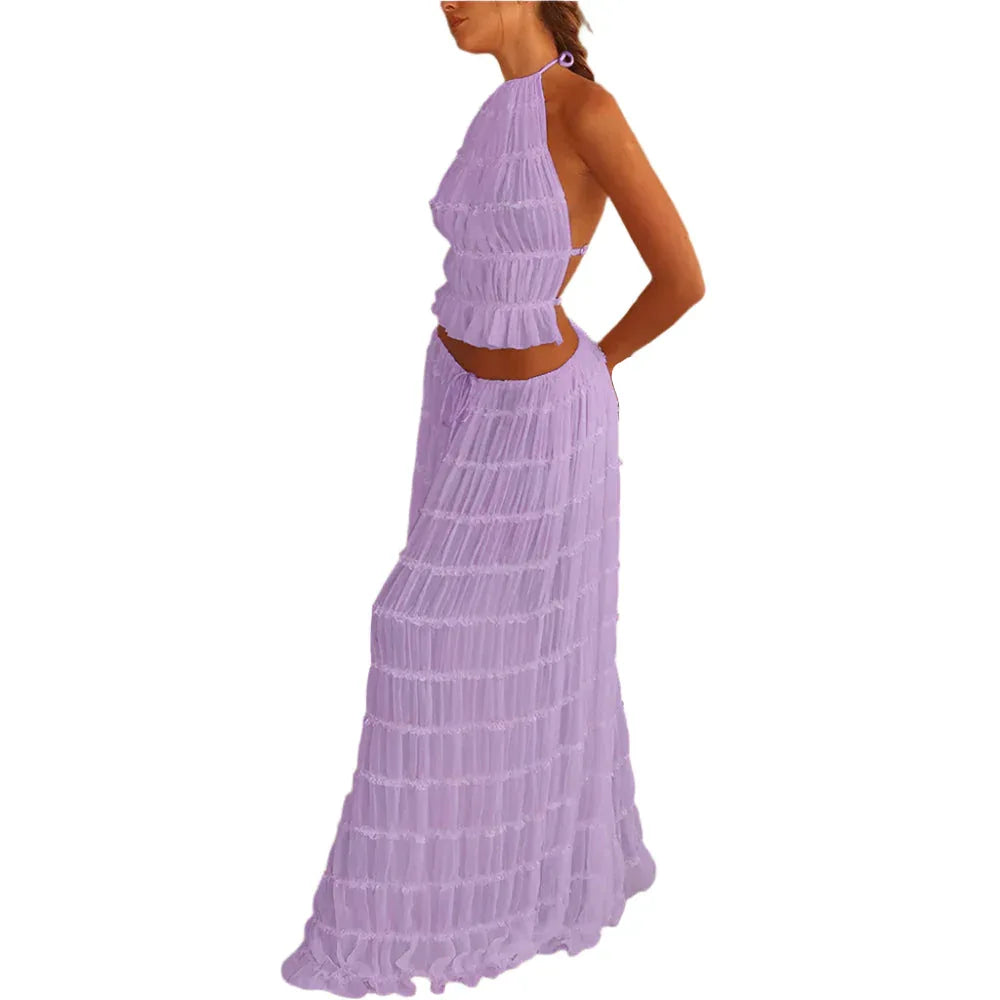 Ensemble 2 pièces robe longue et débardeur dos nu pour femme