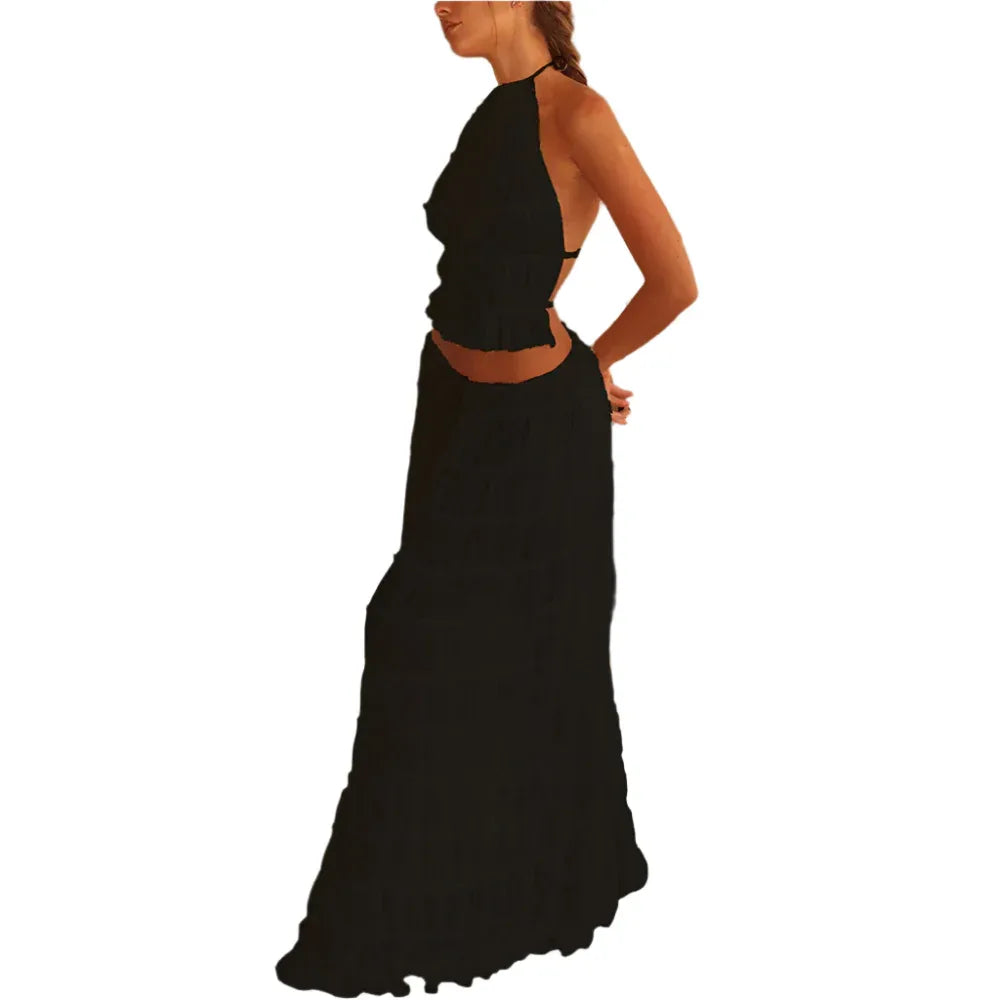 Ensemble 2 pièces robe longue et débardeur dos nu pour femme