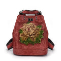Sac à dos rétro en cuir véritable pour femmes