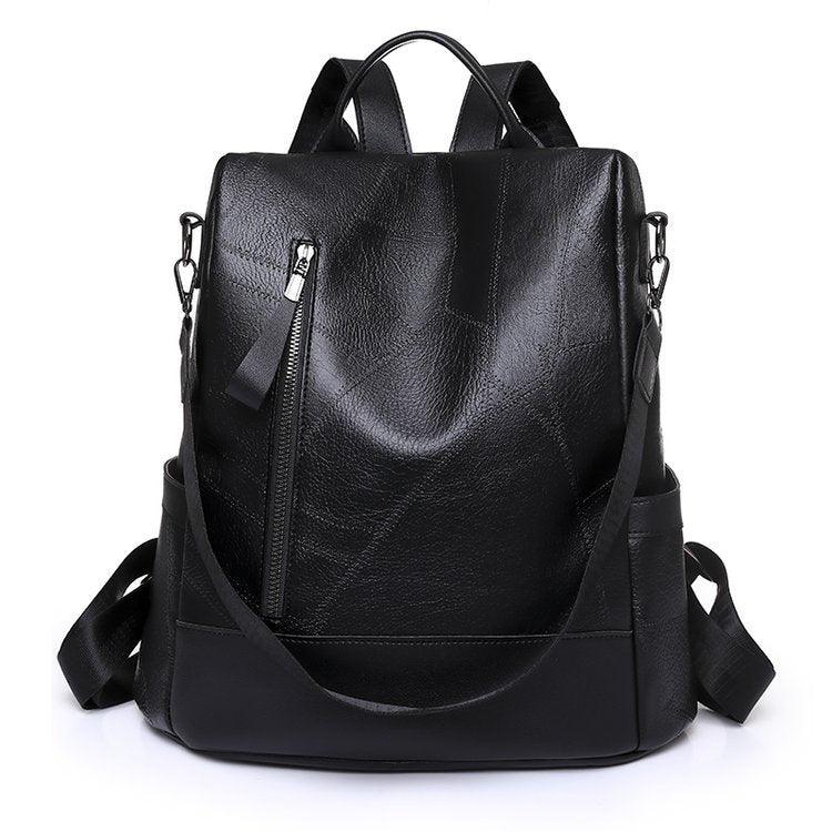 Sac à dos en cuir souple grande capacité pour femme avec multiples poches et bandoulière