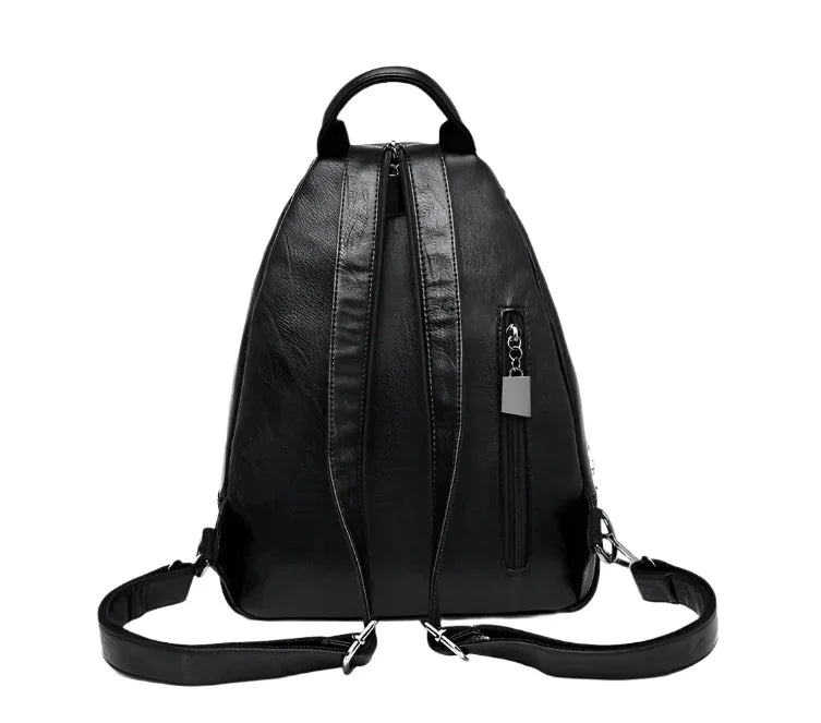 Damen-Rucksack aus weichem Leder mit Flechtmuster