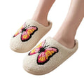 Damen Weiche Warme Indoor Hausschuhe aus Baumwolle mit gesticktem Schmetterling
