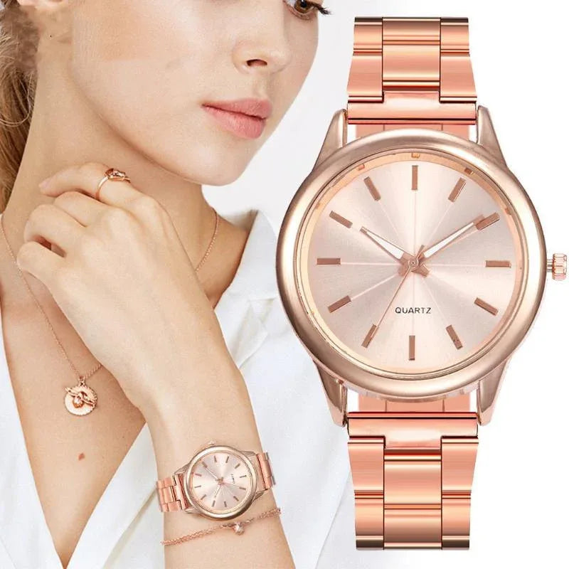 Montre à mouvement à quartz en acier inoxydable pour femmes