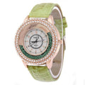 Damen-Quarzarmbanduhr aus Edelstahl mit Kunstlederarmband