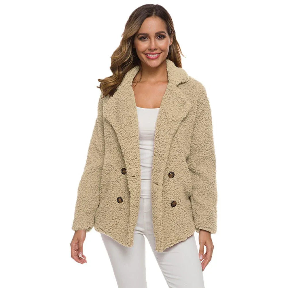 Manteau d'hiver en polyester polaire épais pour femme