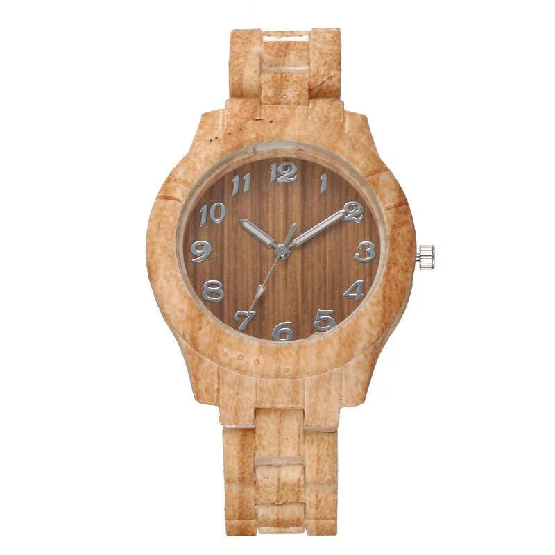 Montre à quartz en bois pour femme