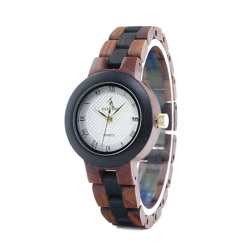 Montre à quartz en bois pour femme