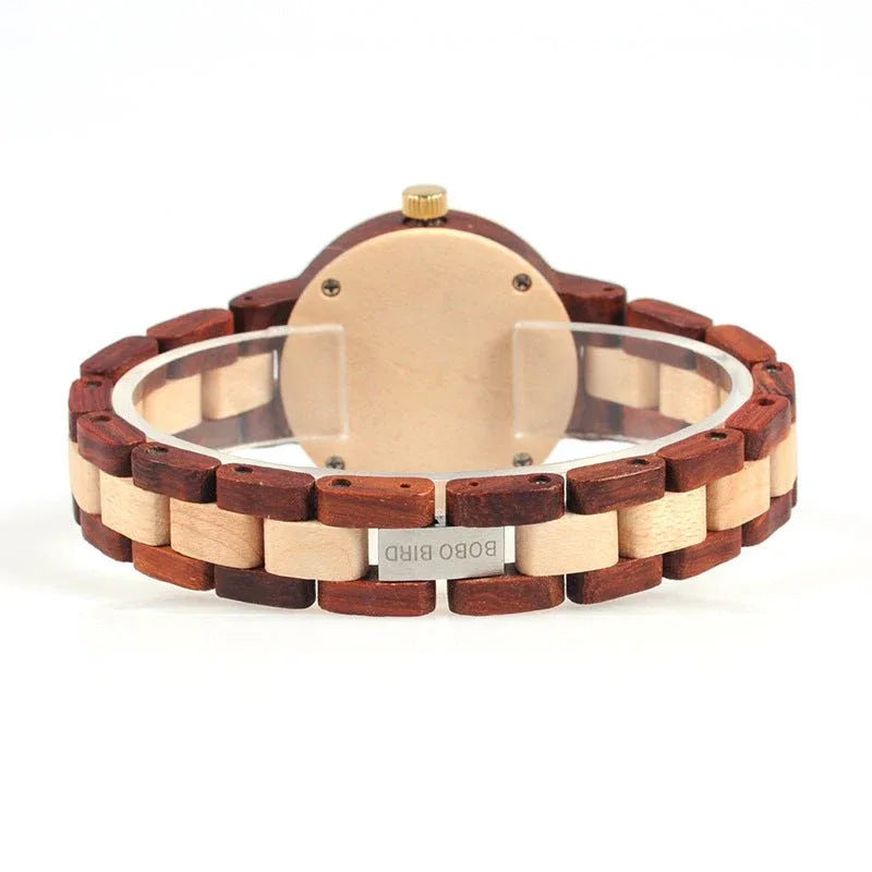 Montre à quartz en bois pour femme