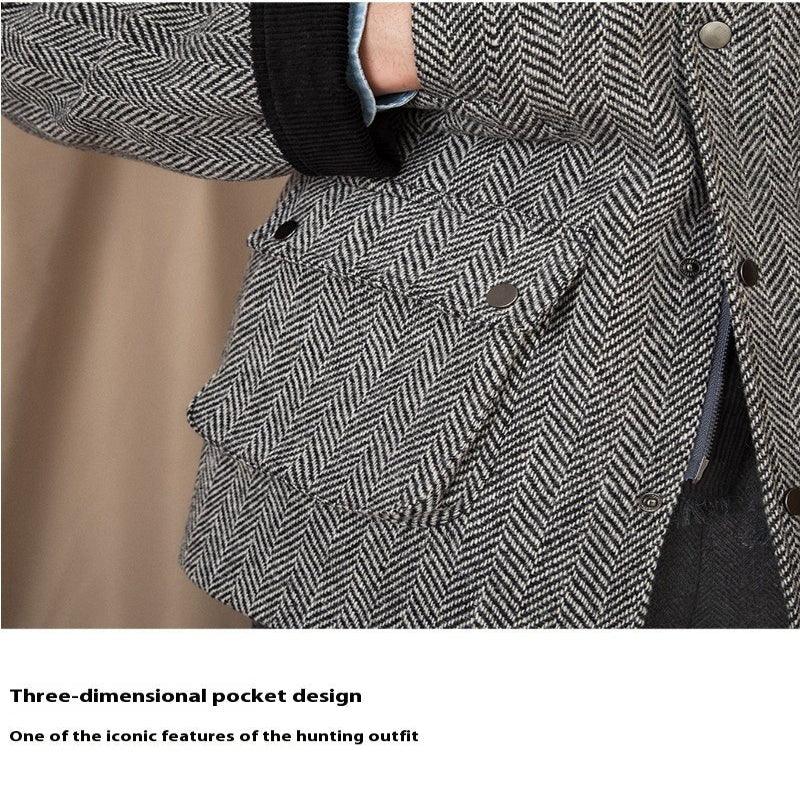 Veste Rétro Chaude Épaisse en Laine Chevrons